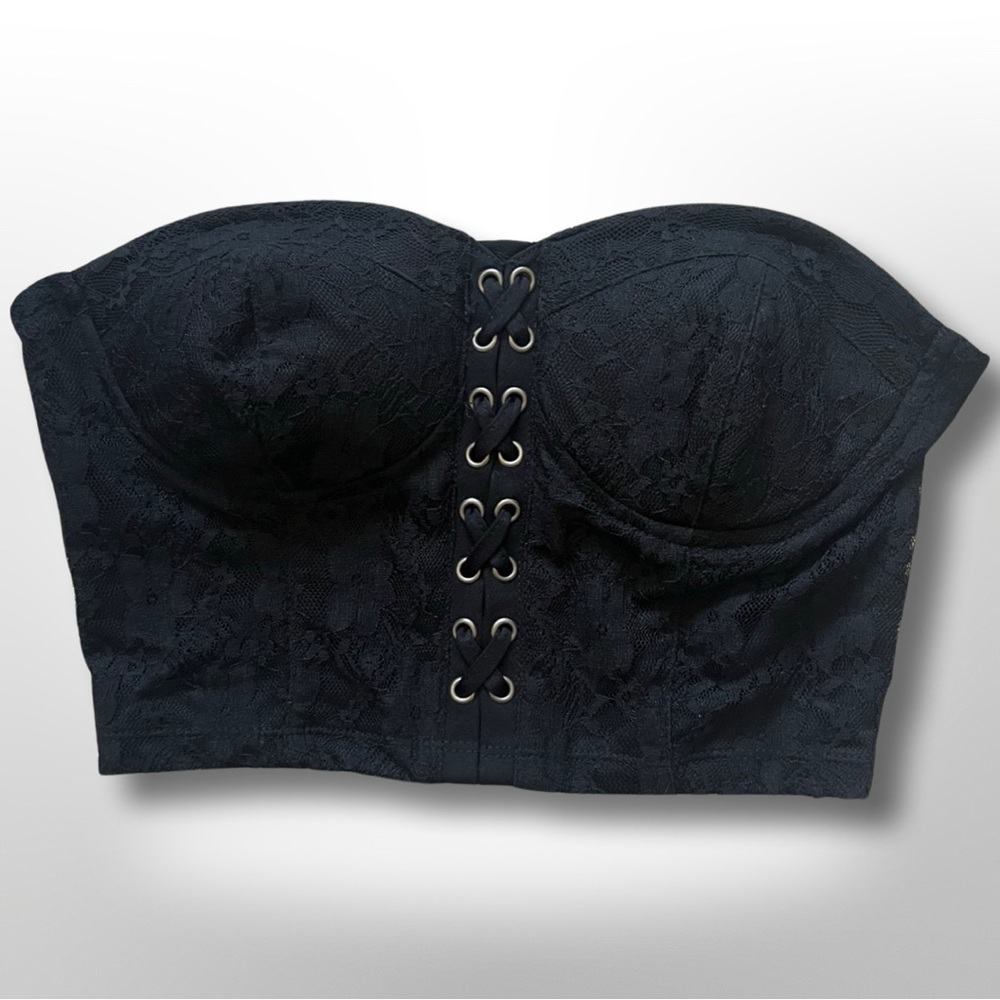 Forever 21 | Black Lace Up Corset Bra | Size Small